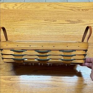 Longaberger Bread Basket with Handles, Green Weave snd Protector